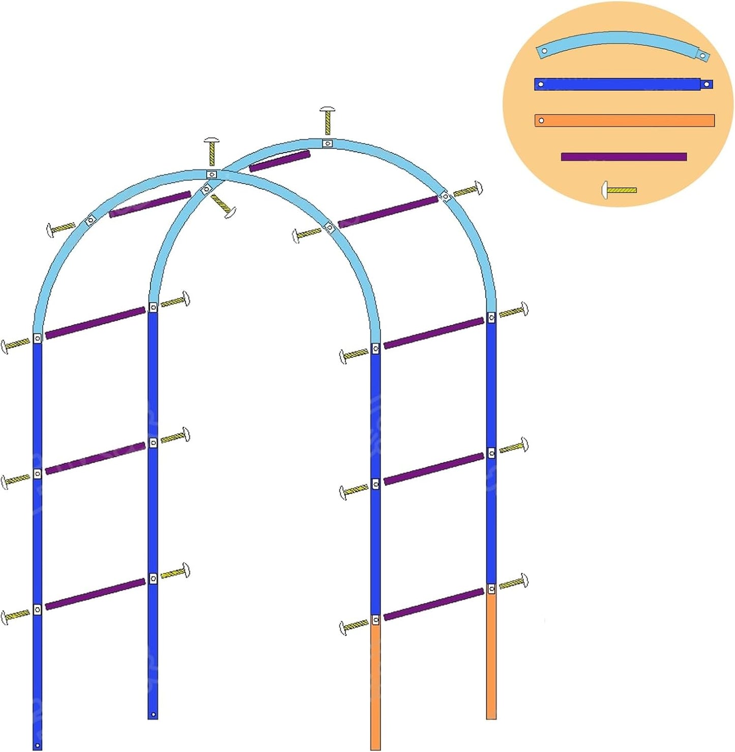 Adjustable Steel Garden Arch for Climbing Plants, Wedding Rose Arch, Outdoor Pergola, Garden Archway for Backyard & Lawn - Black, 120x220x40cm