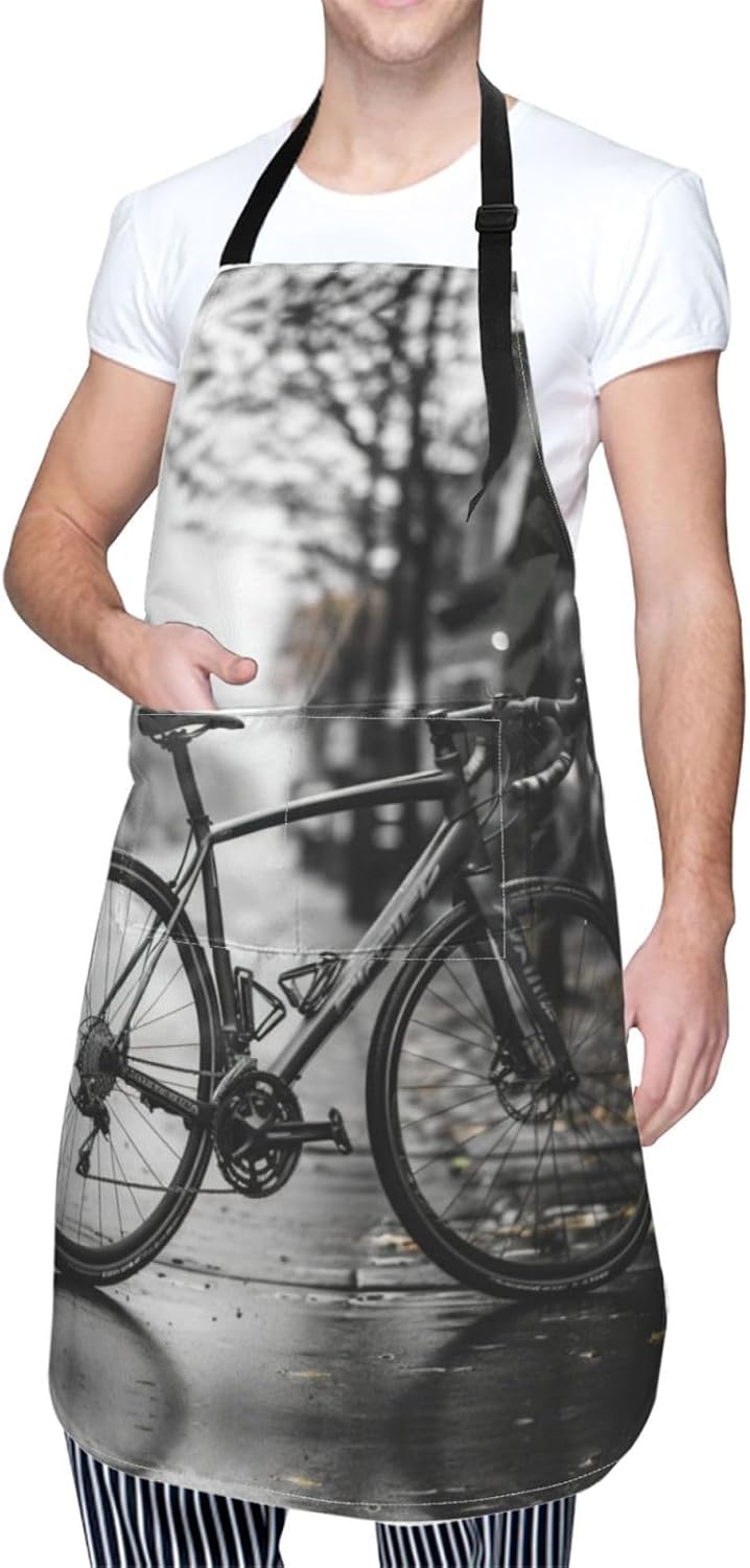 Car and bicycle print Waterproof apron with pocket adjustable cooking apron for adult kitchen bibs to bake
