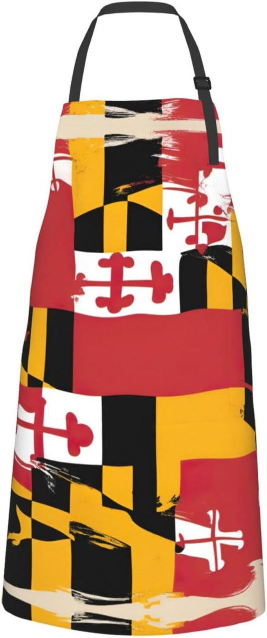 maryland flag Print 28x33 In Adult Kitchen Apron with Pockets Versatil