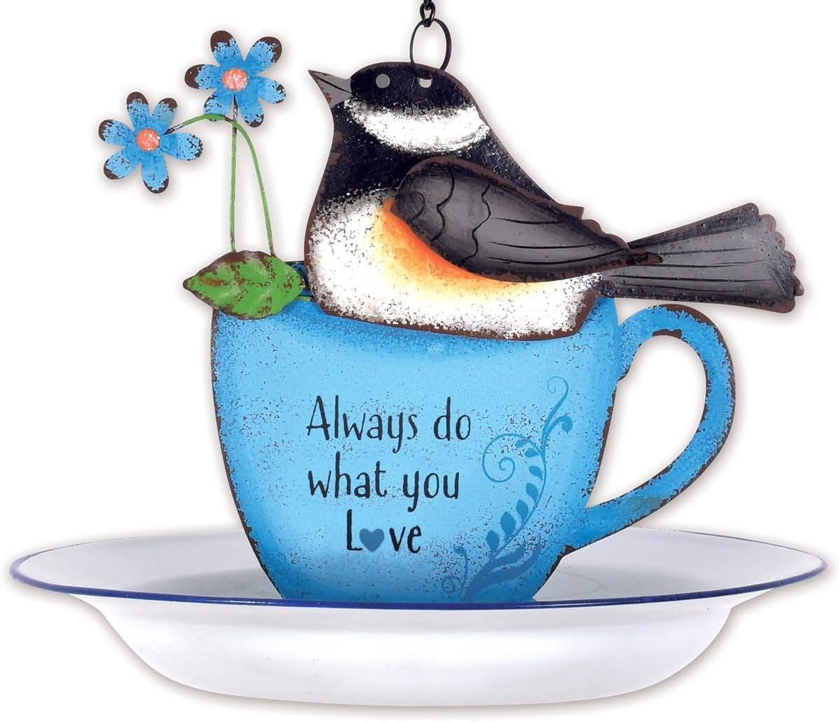 Sunset Vista Designs for The Birds Enameled Cup & Saucer Hanging Birdf