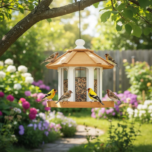2026 Large Gazebo Bird Feeders for Outside Clearance - Bird Feeder Kit for Adults to Build- Hanging Birdfeeder for Outdoor-Rust Proof Mesh-Cedar Wood Longtime Lasting-(6 Lbs Capacity)