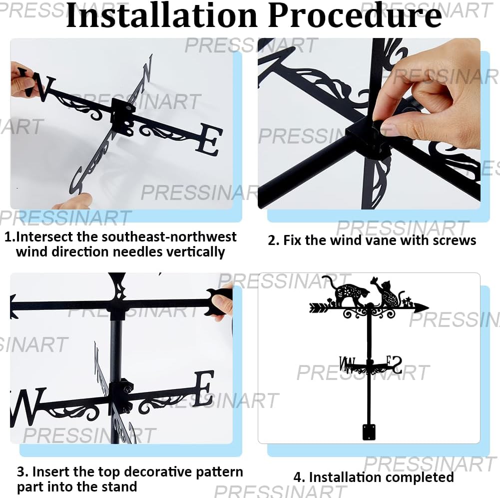 Hummingbird Weather Vane Outdoor Garden Wind Vane Black Bird Flower Pattern Iron Decorative Weathercock Wind Direction Indicator Tool for Farmhouse Sheds Yard Home Decoration 10.4 x 14 Inch