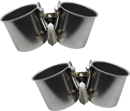 2pcs Steel Bird Feeder Steel Cup Food Bowl Container Parrot Parakeets Cage Hanging Bowl Water Food Dish Bird Supplies Bird Feeder for Cages Portable with Hook