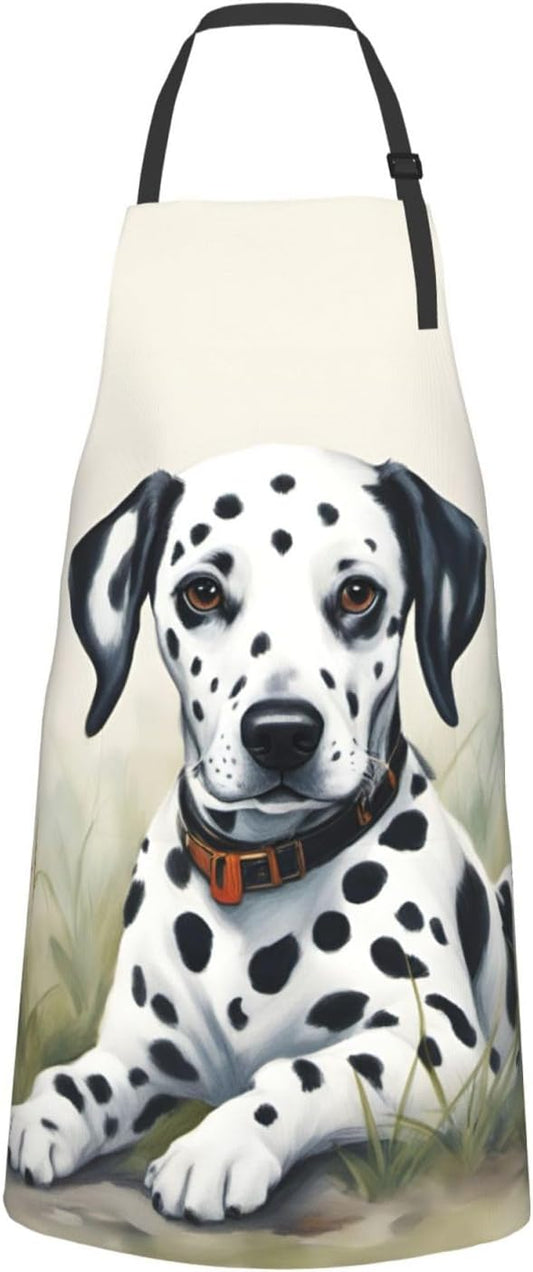 Dalmatian print Waterproof chef's apron with pocket apron for kitchen cooking baking barbecue and gardening