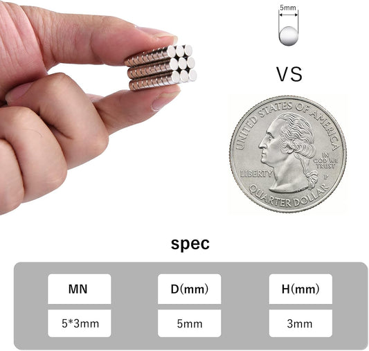 rhinocats 60 pcs Small Magnets, Round Mini Magnet Multi-Use for Nail Clippers, Refrigerator, Miniatures, Hobbies, Crafts and Science, Tiny Size:5mm x 3mm(DxH)