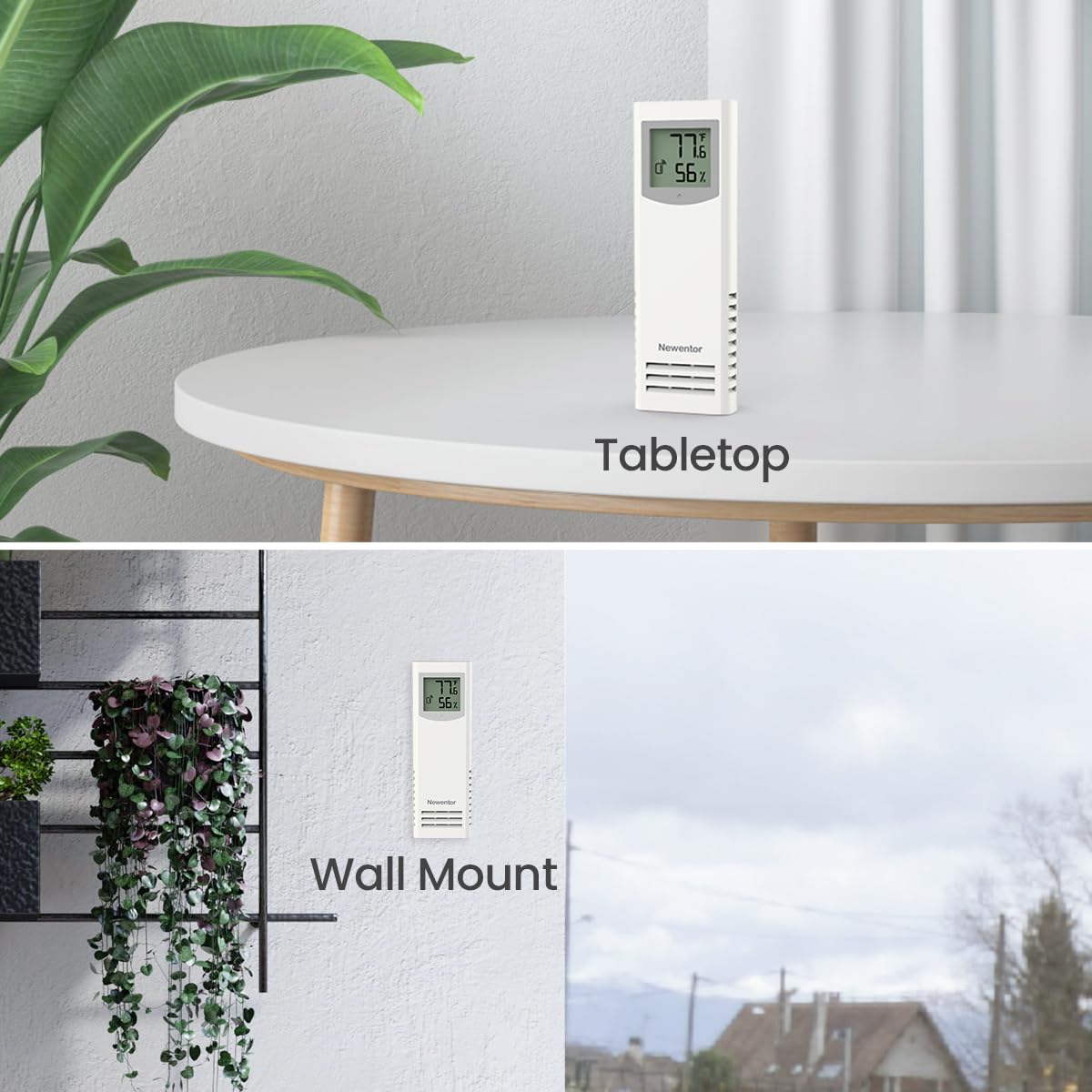 Newentor Indoor Outdoor Remote Sensor Indoor Outdoor Temperature and Humidity for Model Q7 Q8