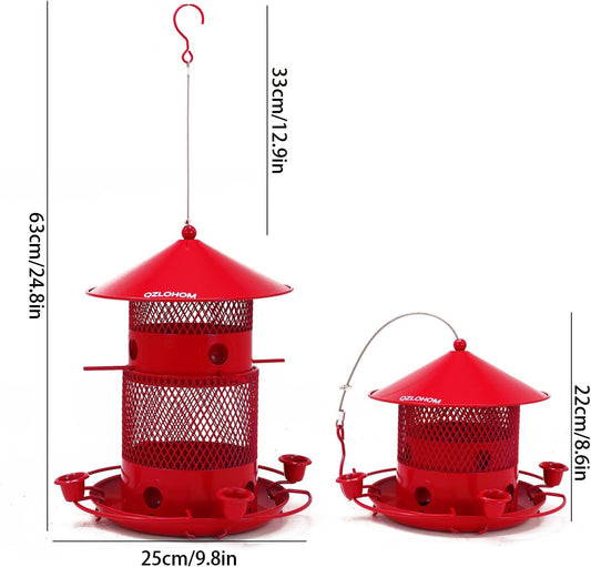 Outdoor Metal Bird Feeder, Hanging 360-Degree Feeding with Large Capac