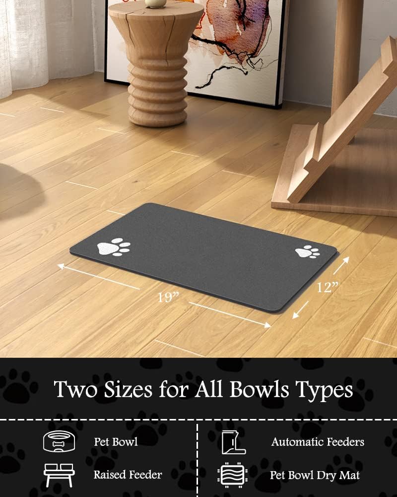 Pet Feeding Mat-Absorbent Dog Mat for Food and Water Bowl-No Stains Qu