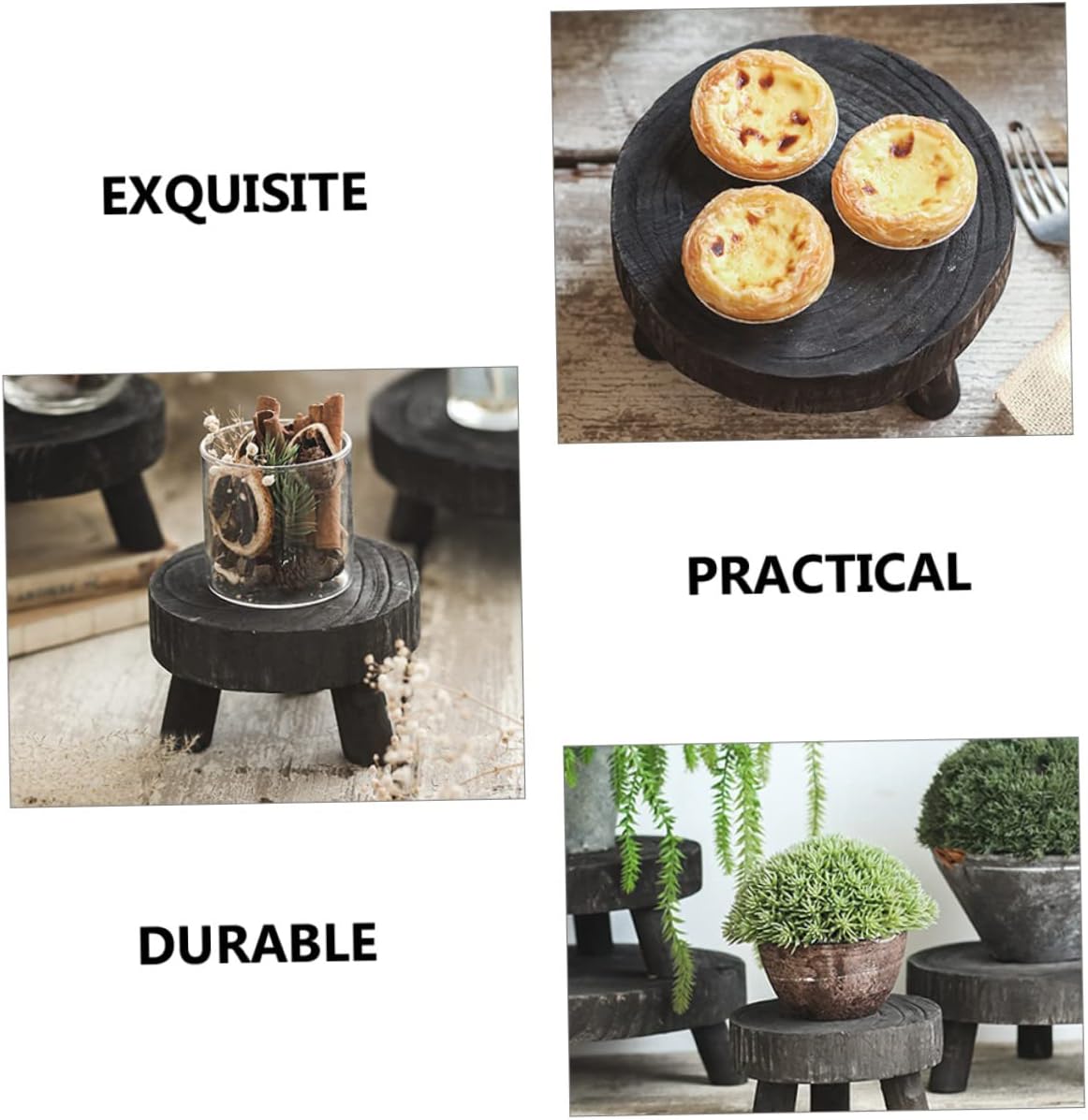 ERINGOGO Indoor Plant Stand Solid Wood Round Riser Perfect for Displaying Flowers Food and Decorations