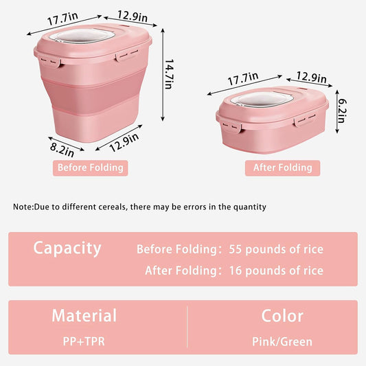 Cereal Rice Food Storage Containers, Collapsible 20 to 50 Lbs Dispense