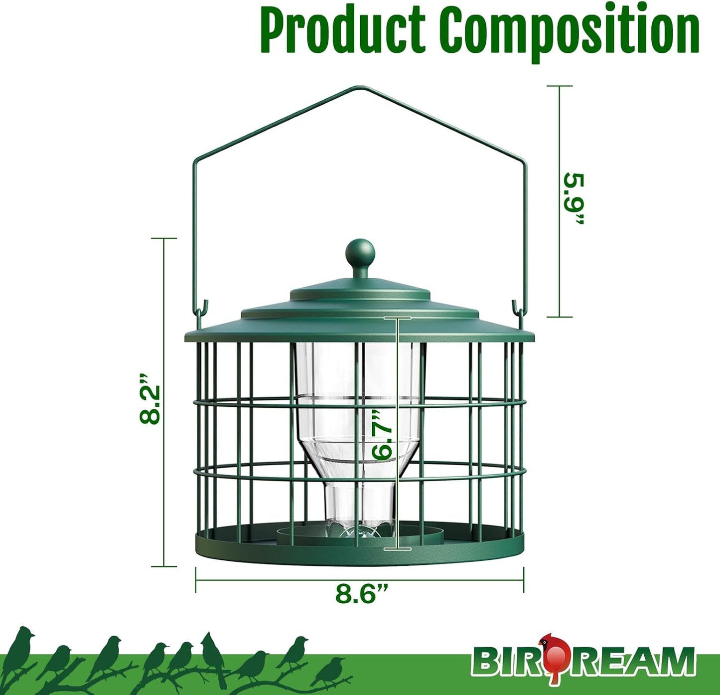 Squirrel Proof Bird Feeder, Metal Cage Bird Feeder for Outdoors Hangin