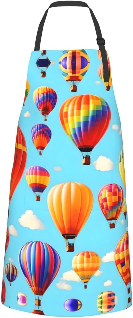 Hot Air Balloons print Waterproof apron with pocket adjustable cooking apron for adult kitchen bibs to bake
