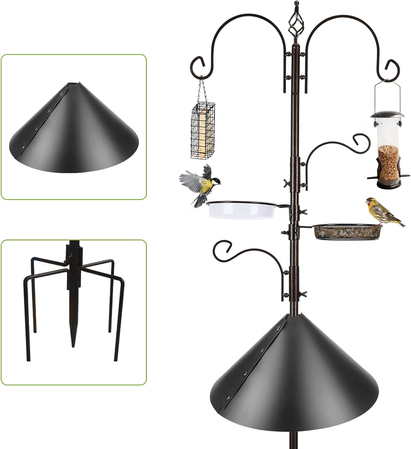 Bird Feeder Pole with Squirrel Baffle - Deluxe Feeder Station Kit Incl