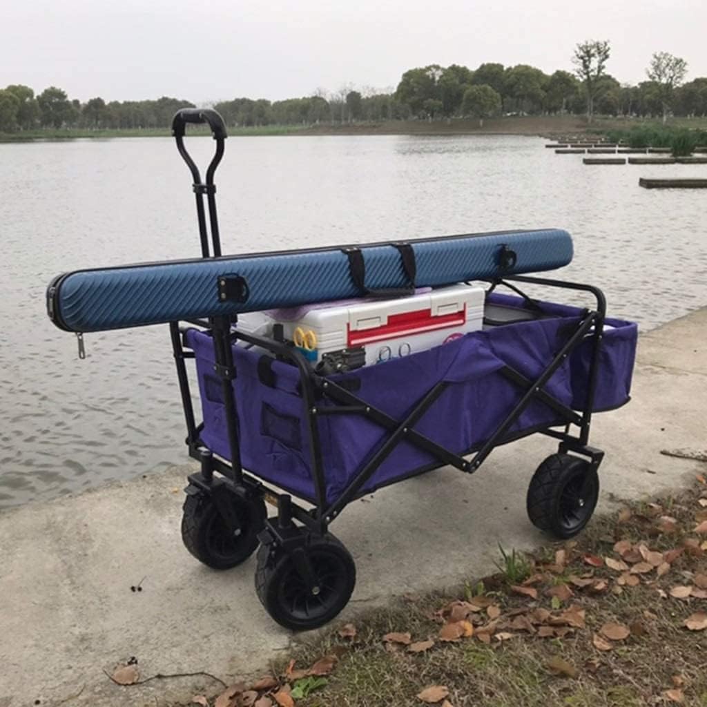 Portable Camping Cart,Outdoor Folding Utility Wagon Folding Garden Outdoor Utility Wagon Picnic Camping Cart with Storage Basket Adjustable Handle Load-Bearing 100kg / 220lbs