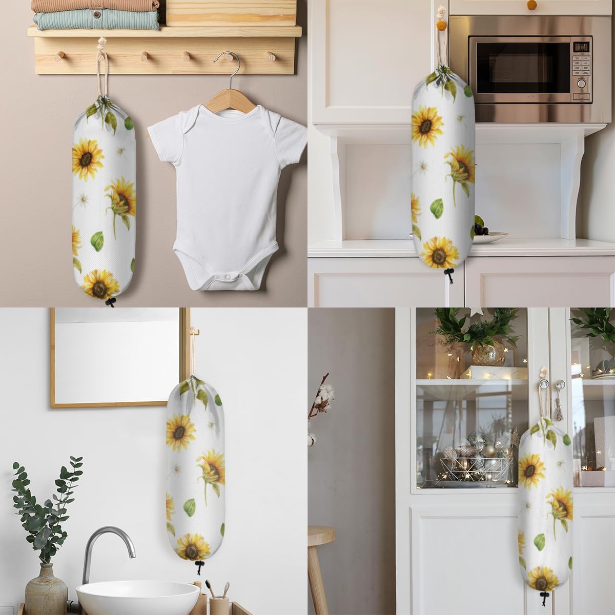 1 Pcs Sunflower Garden Charm Plastic Bag Holder, Waterproof Reusable W