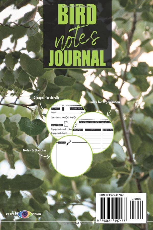 Bird Note Journal - To note, memorize, observe: Note and observe species list count | Discovery and Nature | Walks and Photographs | Soft cover | Convenient size 15x22 cm | 120 pages