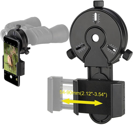SOLOMARK Cellphone Mount for Vortex Bushnell Celestron Barska Spotting Scope Big Eyepiece Work with Binoculars Monocular Spotting Scope Telescope for Almost Smartphone