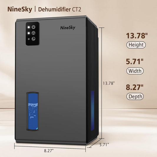 NineSky 가정용 제습기, 2.8L(92온스) 물탱크, (1000제곱피트) 제습기, 욕실 침실 지하실용, 자동 꺼짐 기능,