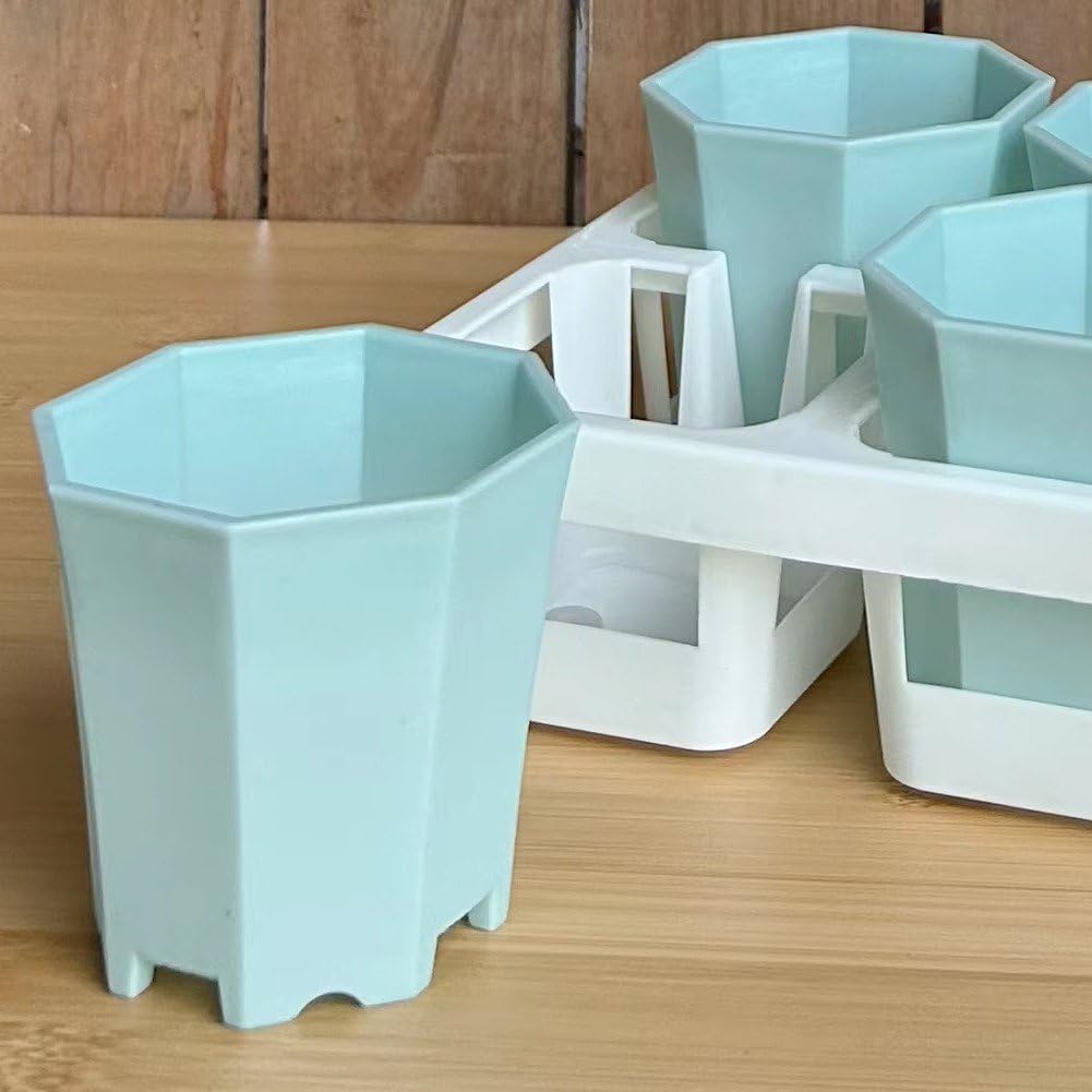 10pcs Octagonal Plant Pots, Plastic Flower Pots Mini Nursery Pots for
