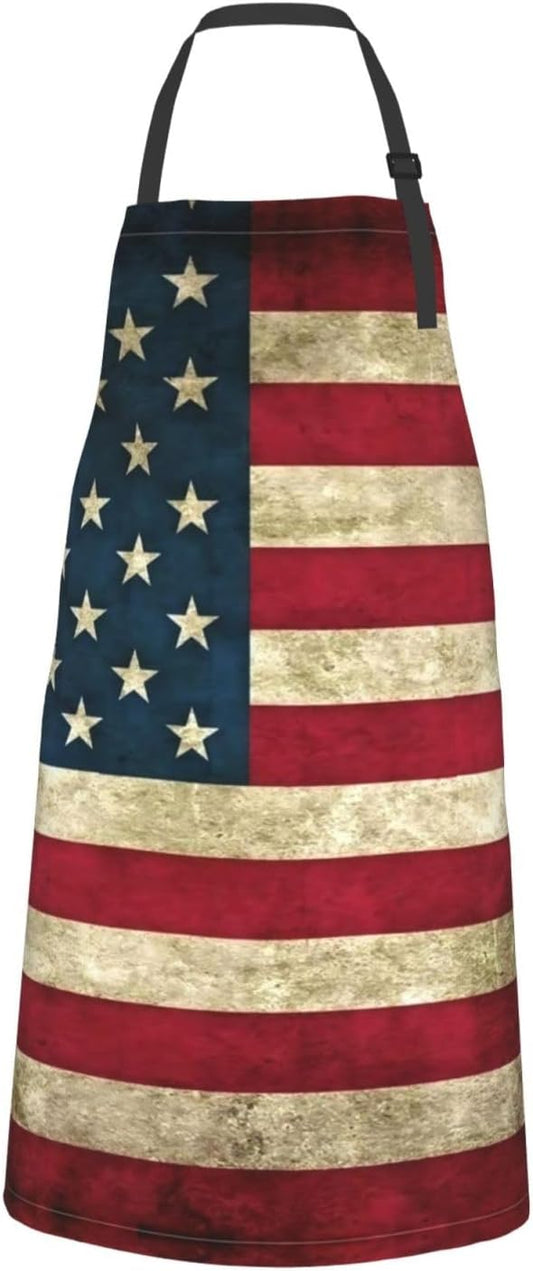 American flag print Waterproof apron with pocket adjustable cooking apron for adult kitchen bibs to bake