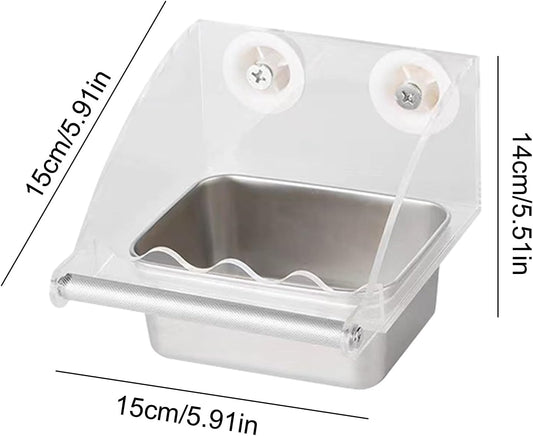 Bird Feeder – Transparent Cage Design, Anti-Slip Perch Feature, Stainless Watering Supply, Easy Fill Build, Premium Quality Outdoor Accessory, Feeding Tool for Patio Balcony Backyard