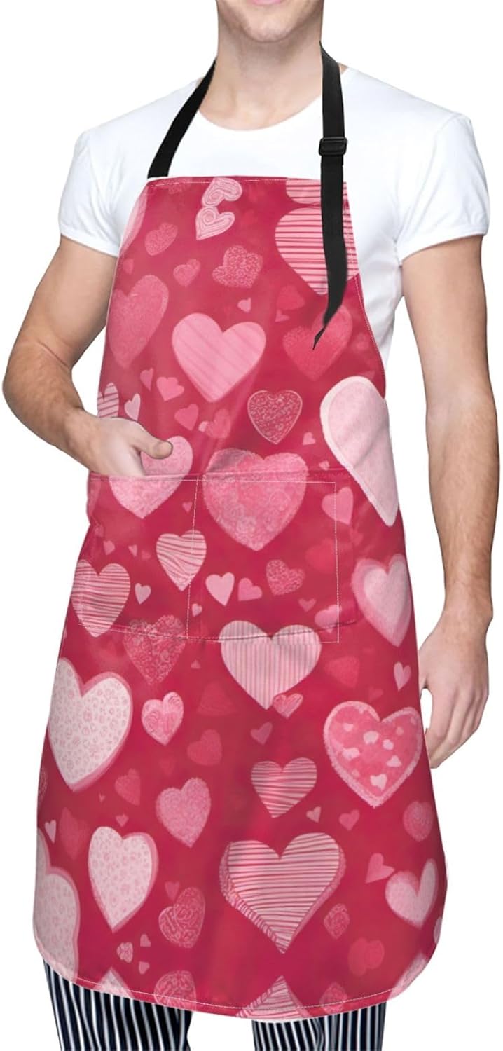 Valentine Day print Waterproof apron with pocket adjustable cooking apron for adult kitchen bibs to bake