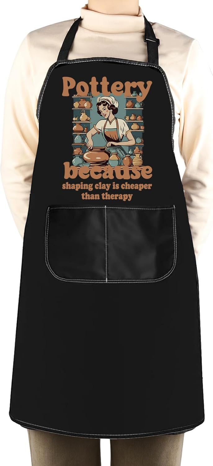 WCGXKO Pottery Gift Ceramic Artist Gift Funny Pottery Kitchen Apron Clay Maker Merch for Pottery Lover