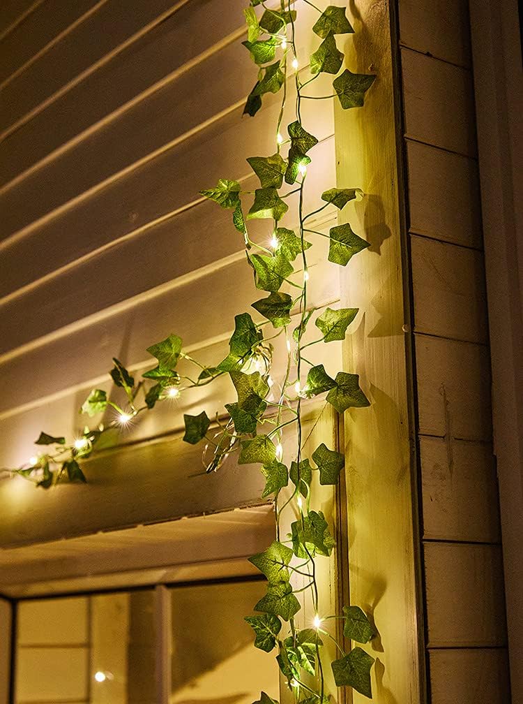 Contatto 41 Feet Solar String Lights with Waterproof LED Outdoor Decor, Artificial Ivy Vines, Patio, Balcony, Garden, Party