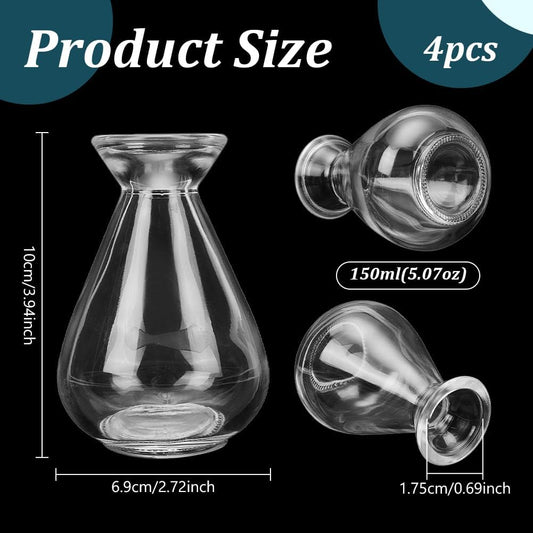 NBEADS 4 Pcs Avocado Seed Starter Vases, Clear Glass Avocado Growing Pot Plant Germination Vases for Growing Acorn Seeds Herbs Bulbs Indoor Plant Gardening Lover