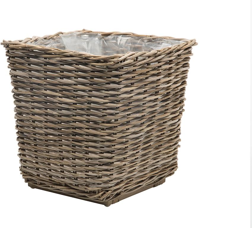 Kouboo Planter Woven Rattan Indoor Outdoor with Drainage Holes Tall Cute Pots Square for Olive Tree Large
