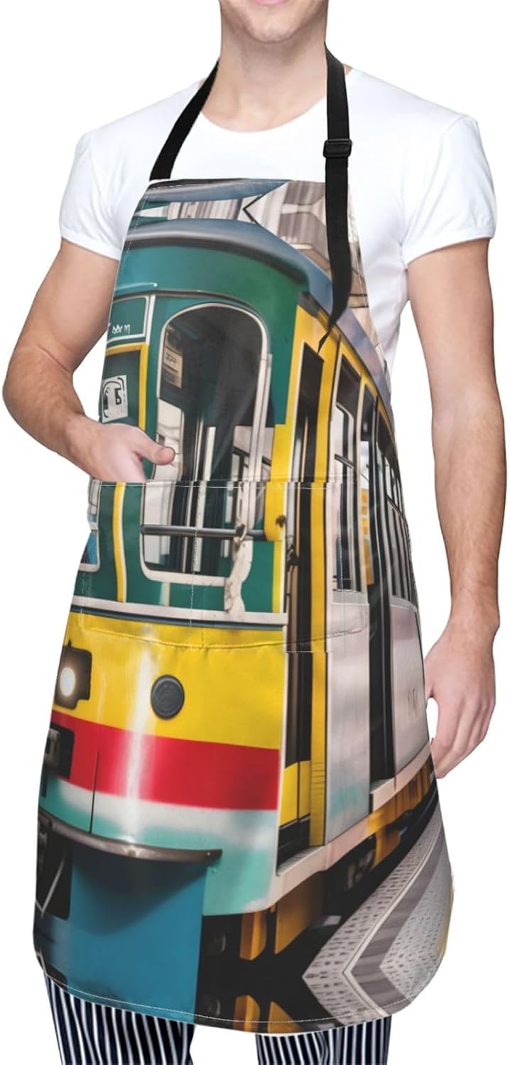 lisbon tram Print Laundry apron 28x33 In Waterproof Kitchen Apron with