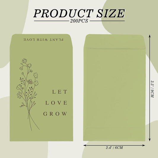 Whaline 200 Pcs Self Adhesive Wedding Favor Seed Packets Let Love Grow
