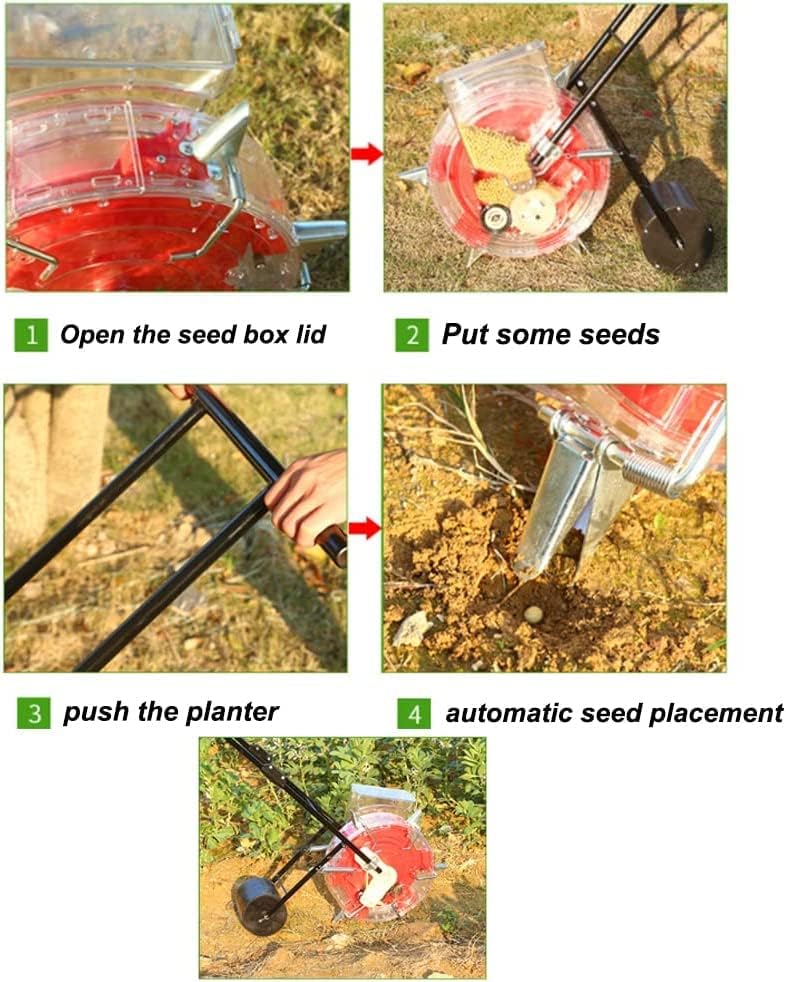 Hand-Push Roller Seed Planter - 8 Hole Metal Precision Garden Seeder for Efficient Seed Sowing in Rows, Ideal for Agriculture, Vegetable & Flower Gardening.