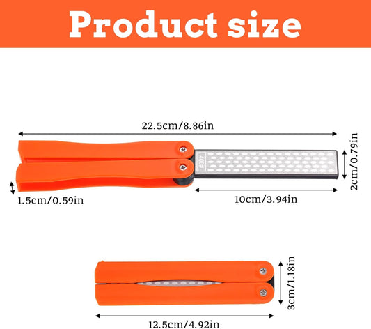 Double Sides Knife Sharpener Tool 400/600 Grits Diamond Sharpening Stone Tool Portable Handheld Pocket Sharpener for Kitchen Outdoor Garden (Fine/Coarse Grinding)