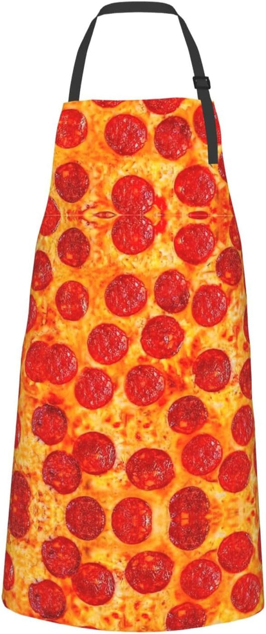 3D Pizza Pepperoni print Waterproof apron with pocket adjustable cooking apron for adult kitchen bibs to bake