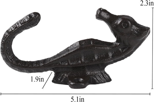 BRASSTAR Cast Iron Seahorse Shape Wall Hooks Coat Rack Hangers Rustic