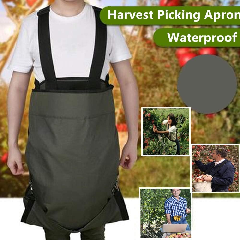 Waterproof Harvest Apple Picking Bag Pouch, 600D Heavy Duty Fruit Storage Apron for Outdoor Farm Orchard, Garden
