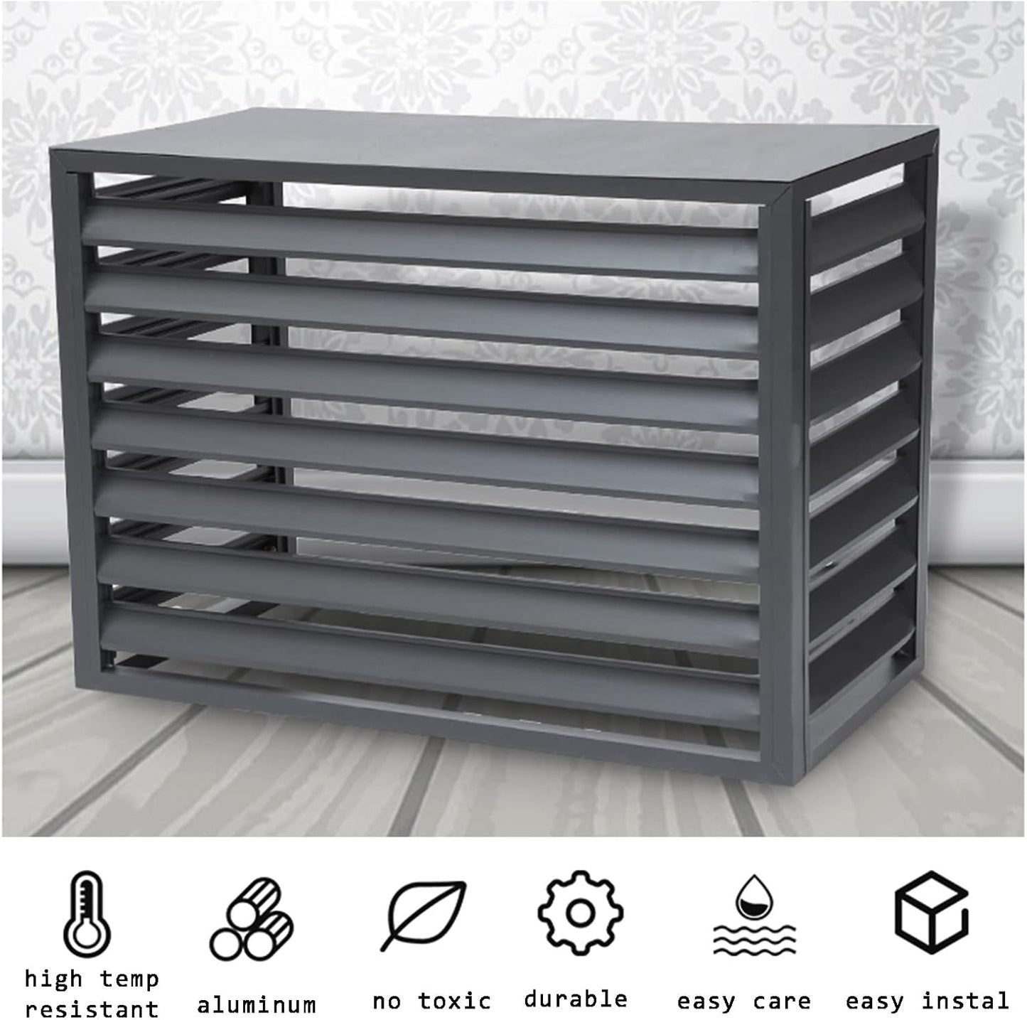 Air Conditioner Fence Screen Outdoor Flower Rack Shutters Aluminum Alloy Conditioning Cover for Outside Unit Metal Plant Stand Privacy Screen