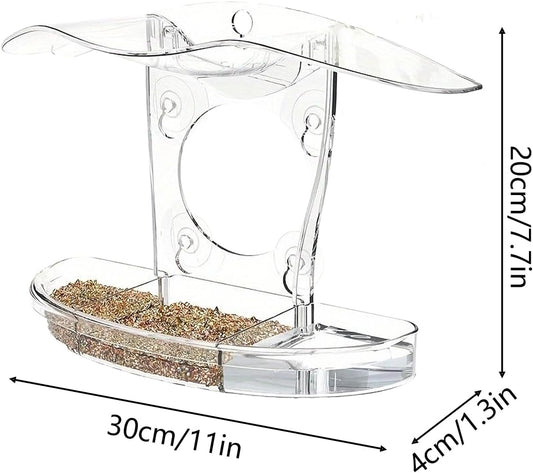 Window Bird Feeder, Pet Feeding Stations, Suction Cup Feeder, Clear Window Bird Feeding with Strong Suction, for Macaws Parrots Sparrows Parakeets Budgies Conures Cockatiels Indoor Outdoor Use