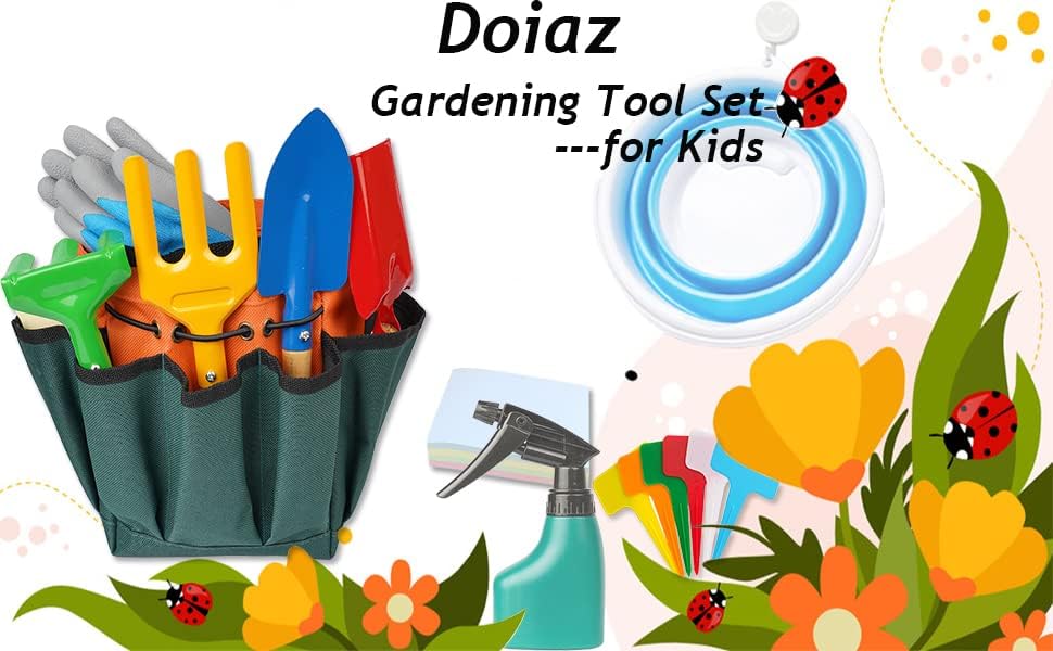 Kidz Gardening Tool Set – Gardening Tools Kit Includes Shovel, Rake, F