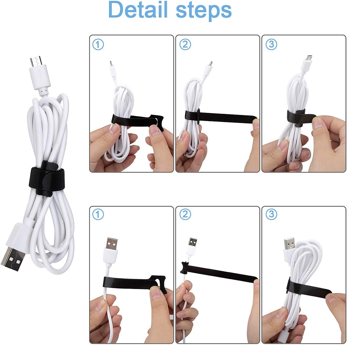 60 PCS 6 Inches Reusable Cable Ties, Adjustable Cord Straps Wire Organ