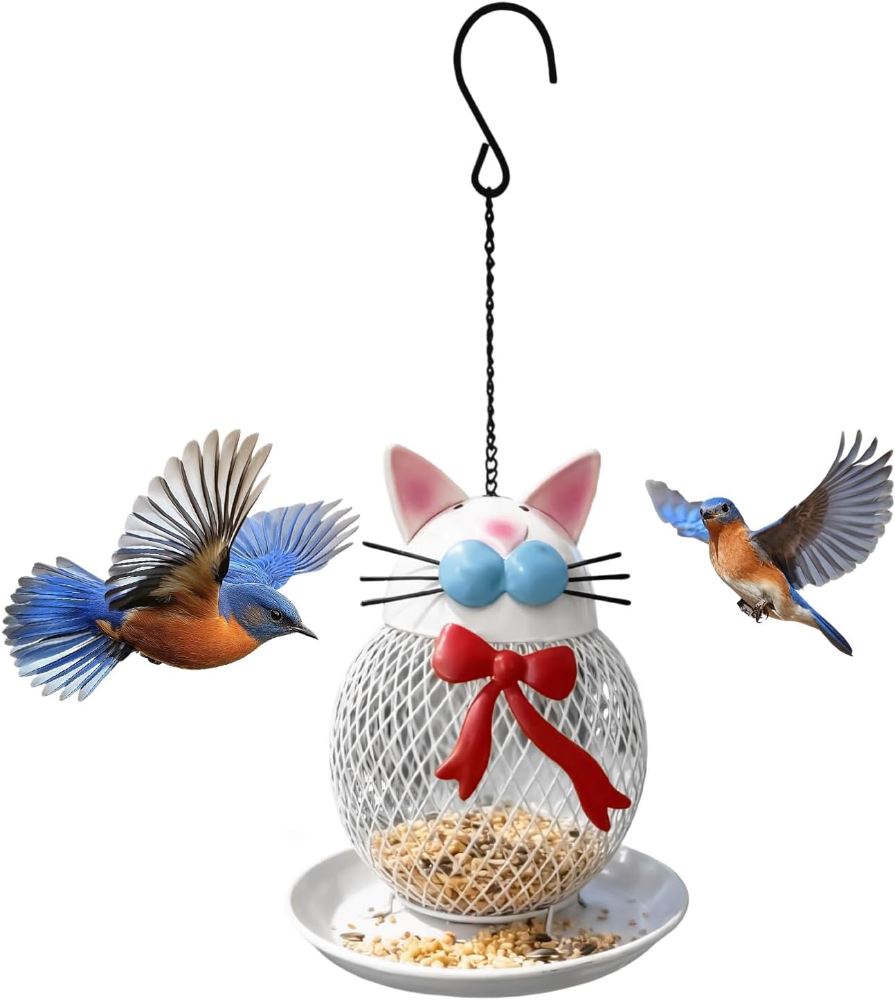 Wild Bird Feeders - Squirrel Proof Cat Shape Feeding Station - Outdoor Finch Feeder,for Finch Garden Backyard Balcony Porch Patio Yard Outside