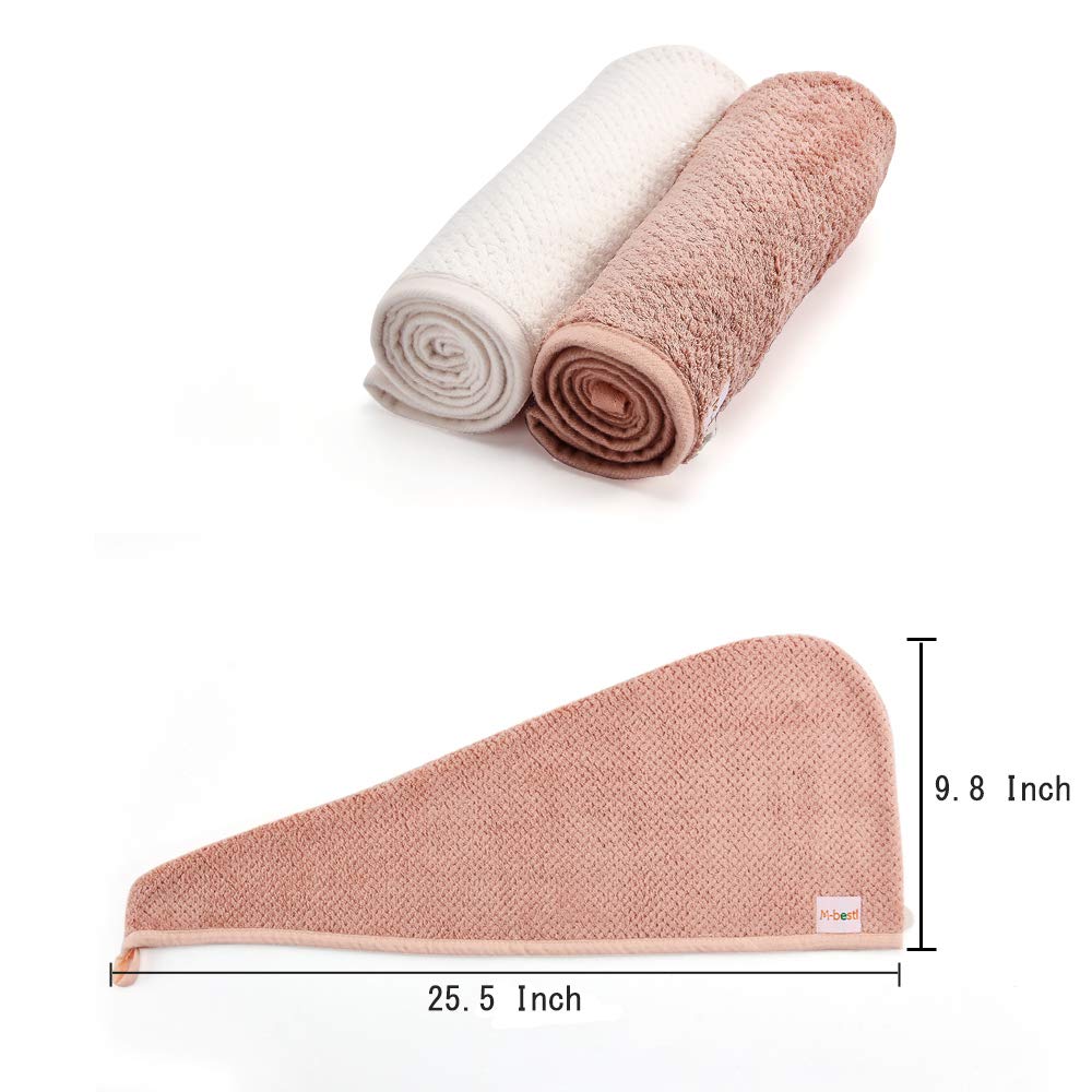 2 Pack Microfiber Hair Towel Wrap,Hair Drying Towel with Button, Hair