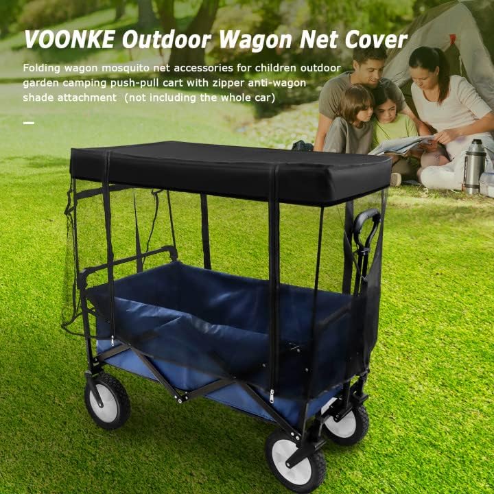 Outdoor Wagon net Cover, Folding Wagon Mosquito net Accessories for Children Outdoor Garden Camping Push-Pull cart with Zipper Anti-Wagon Shade Attachment (Suitable for Half-Folded Wagon)