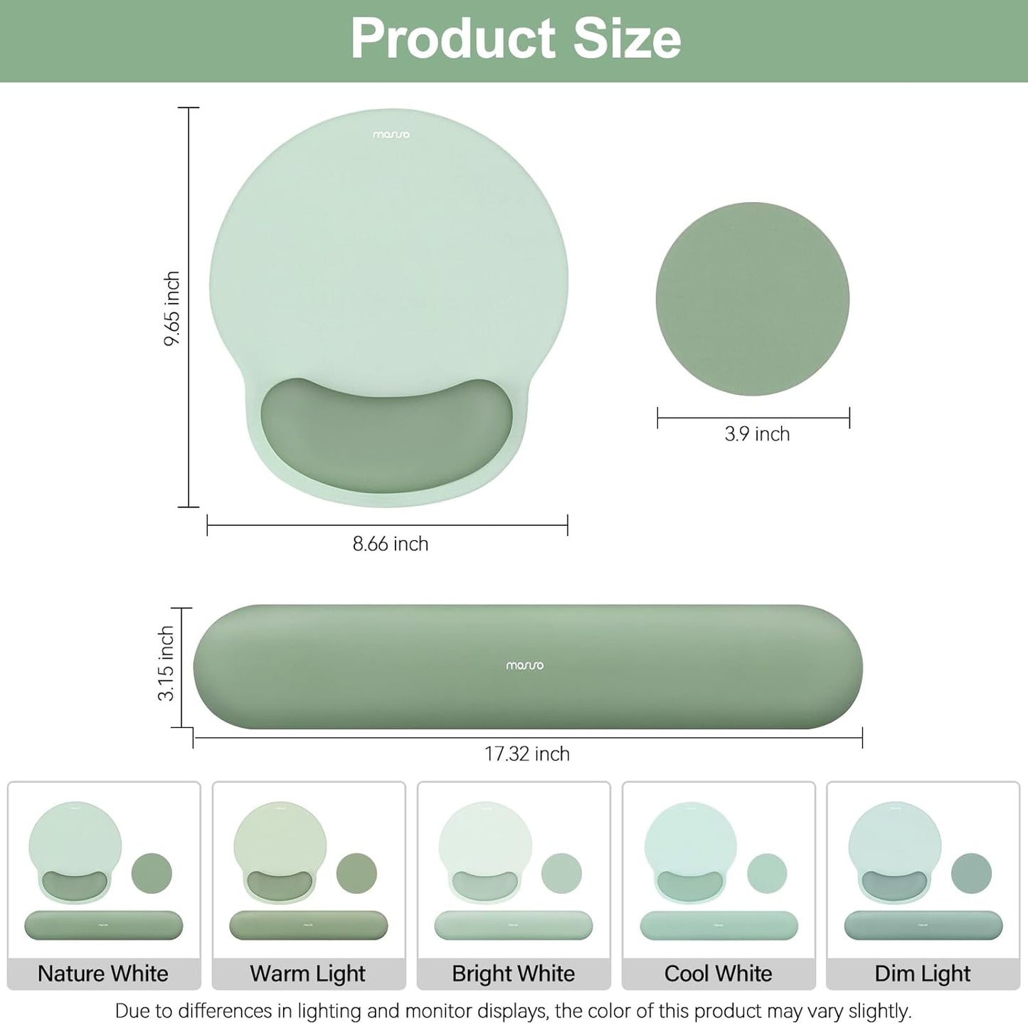 MOSISO Wrist Rest Support for Mouse Pad&Keyboard Set, Circle Curved Er