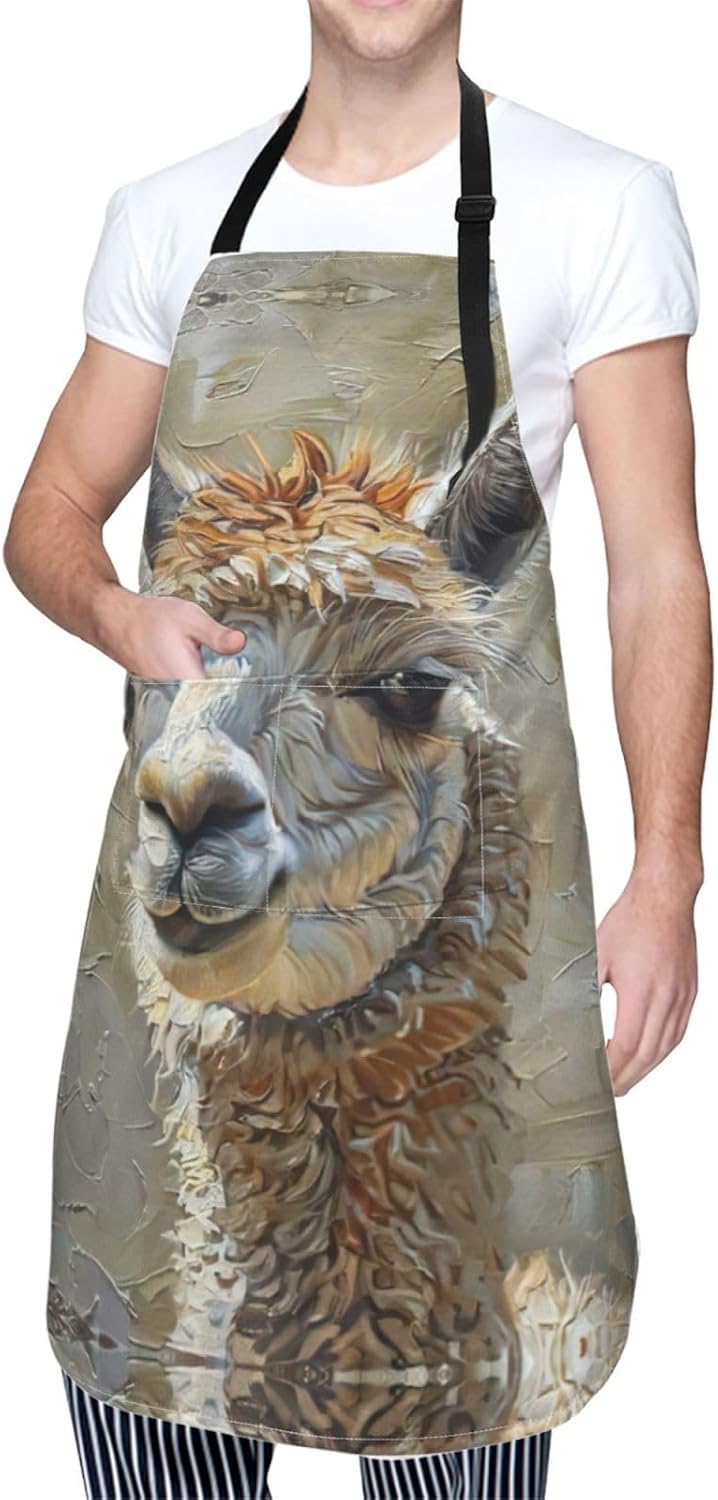 Alpaca Llama Print Laundry apron 28x33 In Waterproof Kitchen Apron wit