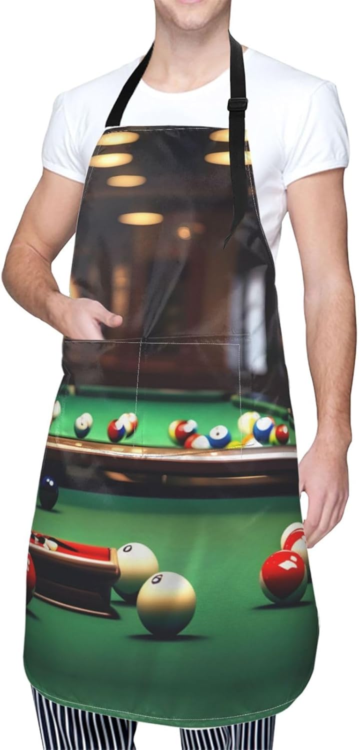 Billiard print Waterproof apron with pocket adjustable cooking apron for adult kitchen bibs to bake