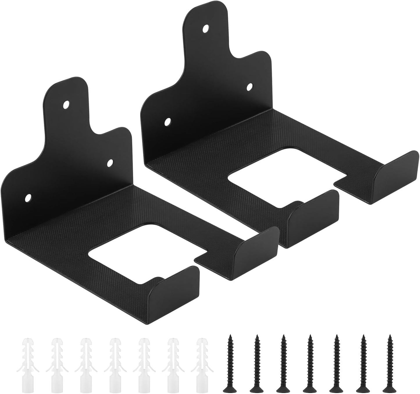2 Pack Garage Organizer Trimmer Rack, Heavy Duty Garden Tool Hanger, Weedeater Hanger, Wall Mount Storage for Lawn Mower, Hedge Trimmer, Shovels, Rakes, Brooms(COLOR:Black)