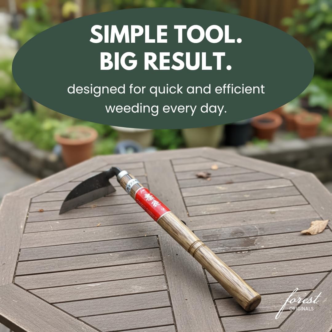 Hounen Miyawaki Japanese Weeding Sickle, Twisted Stainless Steel Kama