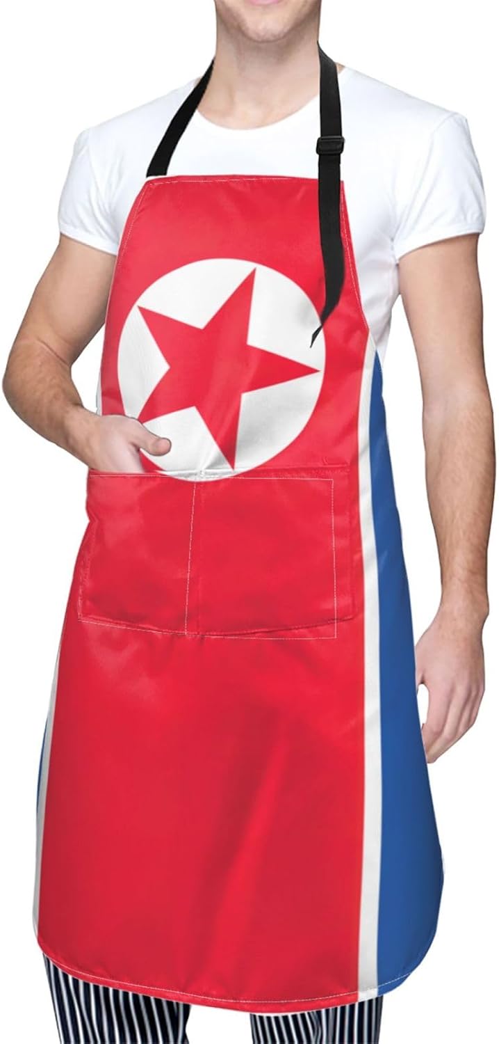 Korean flag print Waterproof chef's apron with pocket apron for kitchen cooking baking barbecue and gardening